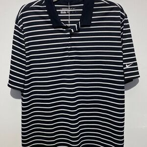 Nike Dri-Fit Men's Striped Victory Black White Golf Polo Shirt Large NWT